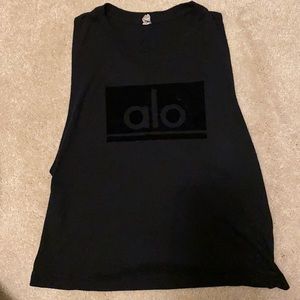 Flocked Alo tank top - black, m